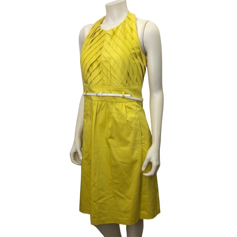 CALVIN KLEIN BACKLESS‎ belted YELLOW DRESS SZ 12 new with tag